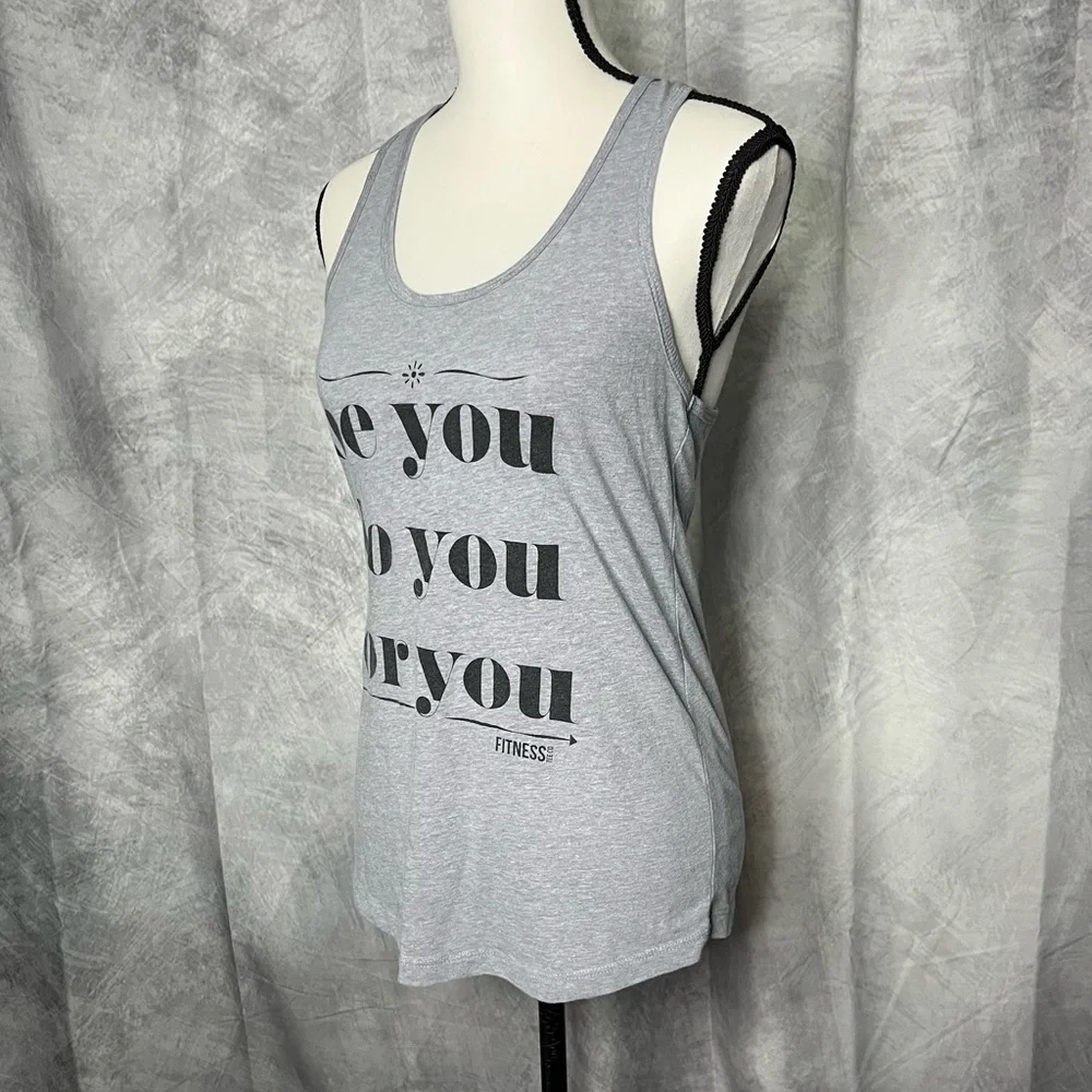 Fitness Tee Co 🌟2/$20 Gray Be You Do You For You Racerback Tank Top - LG - Picture 4 of 9